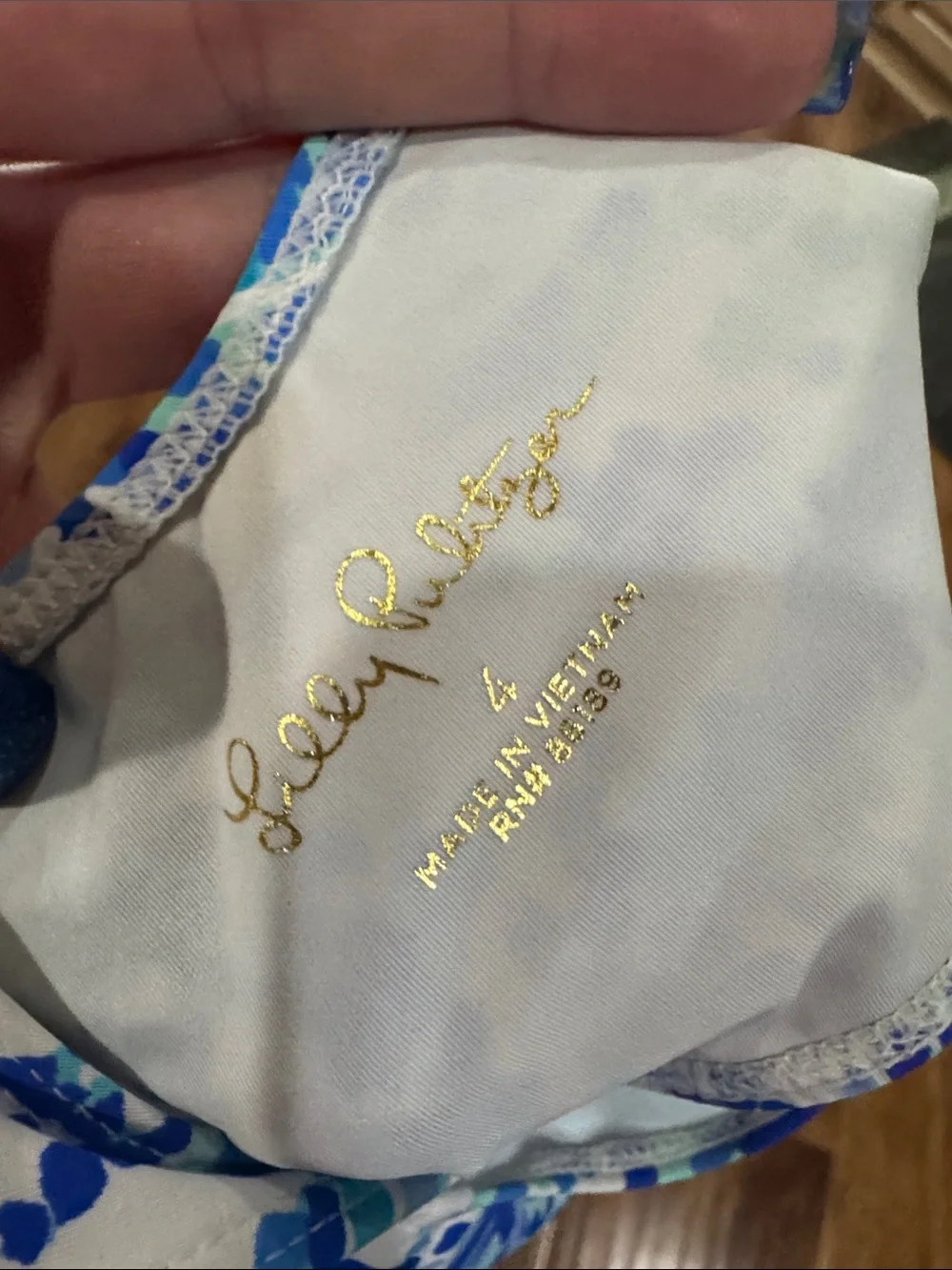 Lilly Pulitzer Blue & White Cutout One-Piece Swimsuit size 4